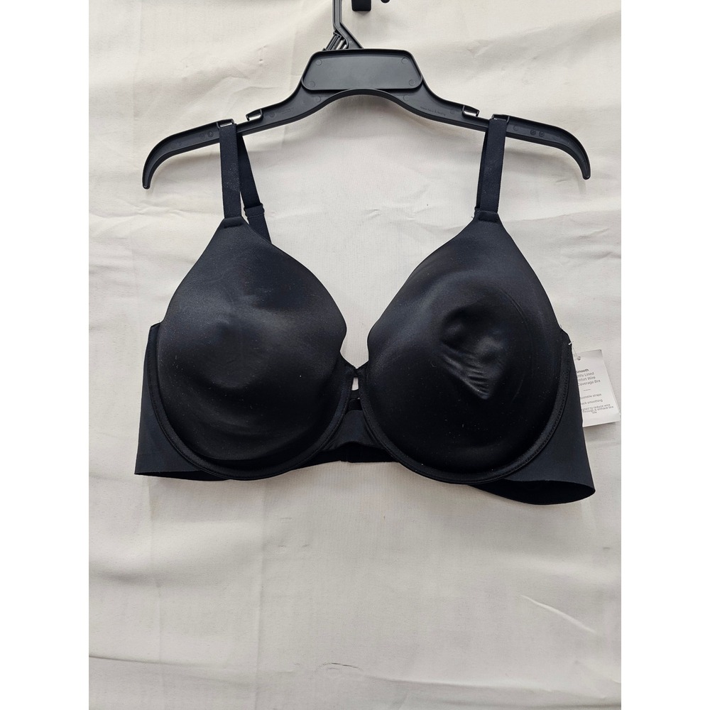 Auden Womens Lightly Lined Full Coverage Bra Black Nylon Blend Casual Size 42D